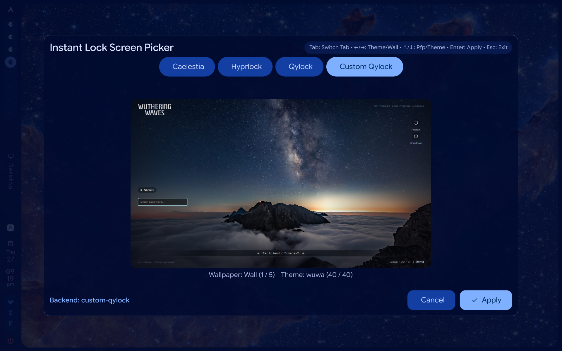 Screenshot of Lunar Shell — Custom Arch Linux Desktop Environment project